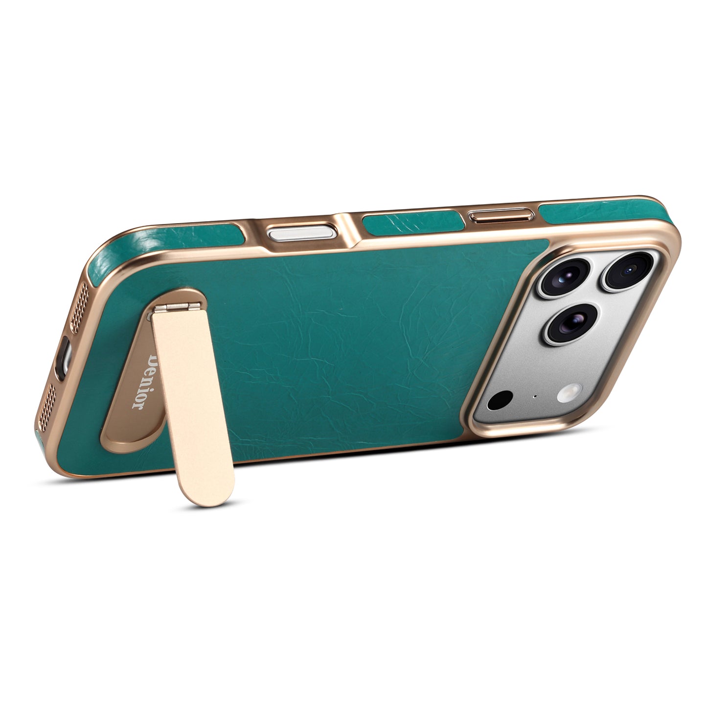 Genuine Leather In-line Stand Magnetic Electroplated Phone Case