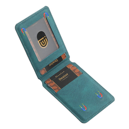 Bifold Vertical Elastic Rope Clip PU Leather Mag Wallet - Skin Feel