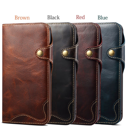 iPhone 13/12 Min/11/7/8 Plus/Xs Max Series Genuine Leathe Multi Functional Card Insertion Flip Wallet Holder Phone Case（Blue）