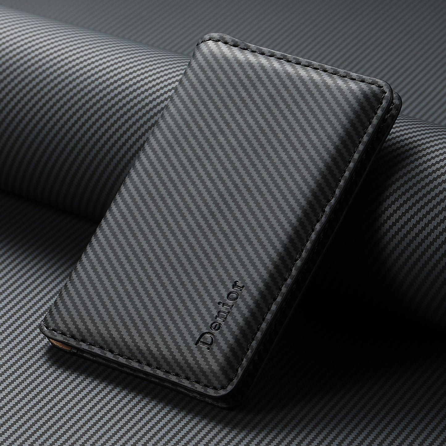 Bifold PU Leather Mag Wallet - Carbon Pattern