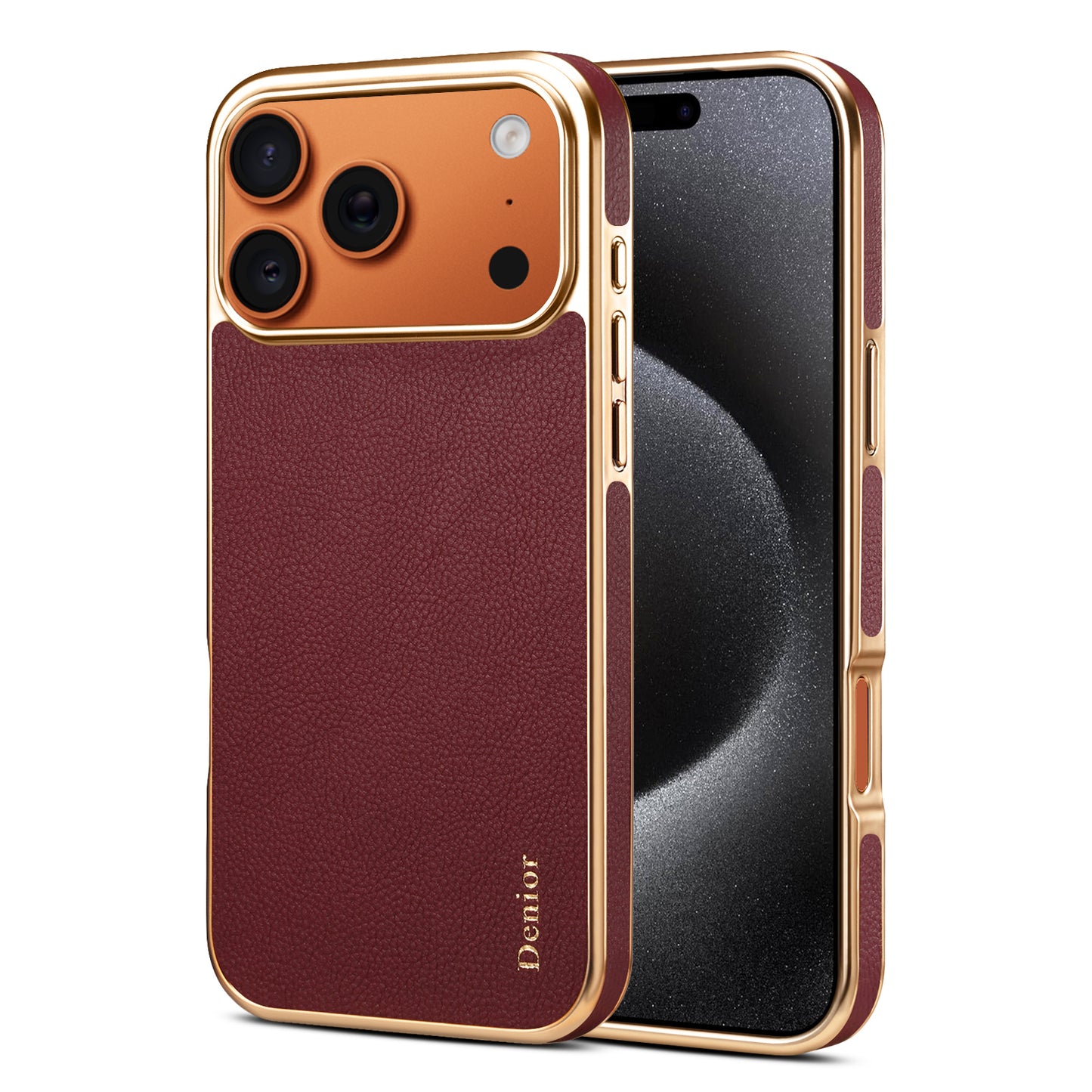 Luxury Car Style Genuine Leather Electroplated Phone Case