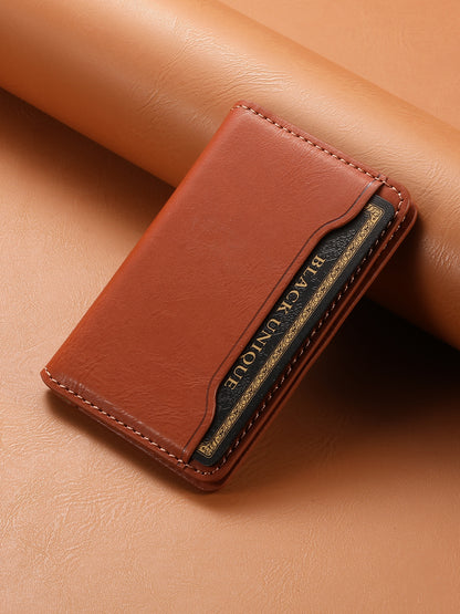 PU Faux Leather Cow Pattern Magnetic Card Holder