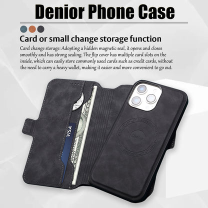 2IN1 Detachable Magnetic iPhone Phone Case & Card Pocket（Black）