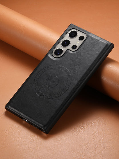 PU Faux Cowhide Texture Magnetic Phone Case (For Samsung)
