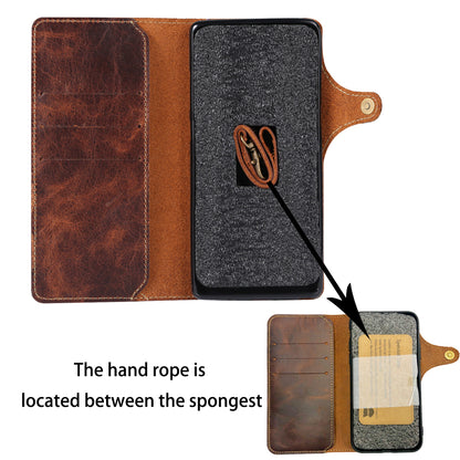 Samsung Galaxy S23/S22/S21 Series Genuine Leathe Multi Functional Card Insertion Flip Wallet Holder Phone Case（Brown）