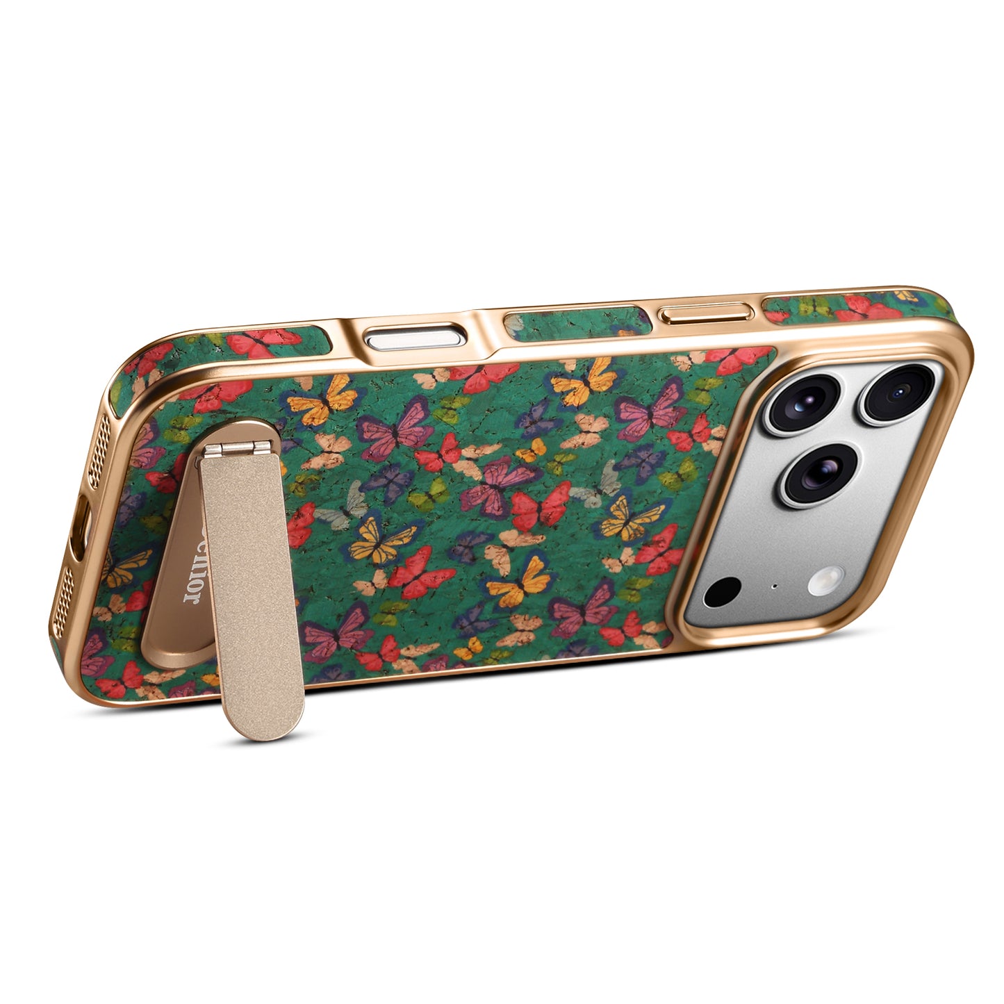 Cork Butterfly In-line Stand Magnetic Electroplated Phone Case