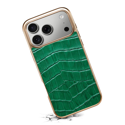 Genuine Leather Crocodile Texture Electroplated Phone Case