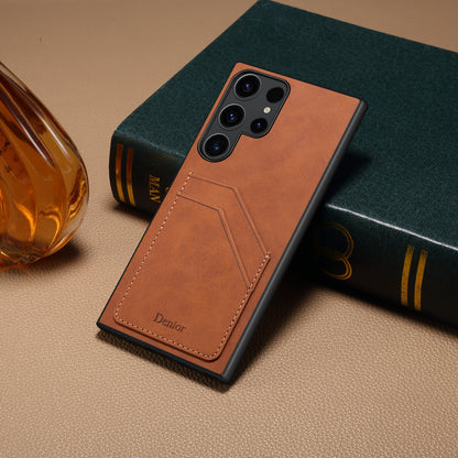 PU Retro Faux Leather Dual Card Slot Phone Case (For Samsung)