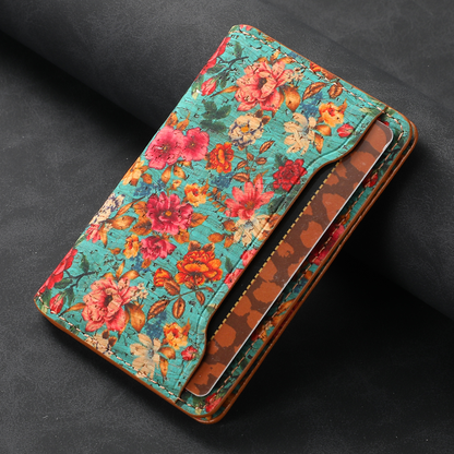 Cork Floral Magnetic Card Holder