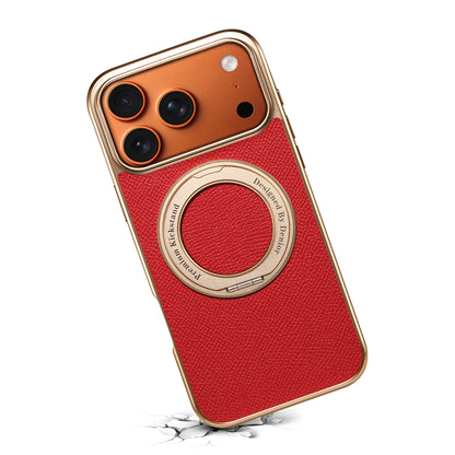 Genuine Leather Gear Electroplated Phone Case