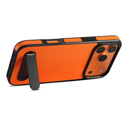 PU Faux Leather Lychee Texture In-line Stand Phone Case