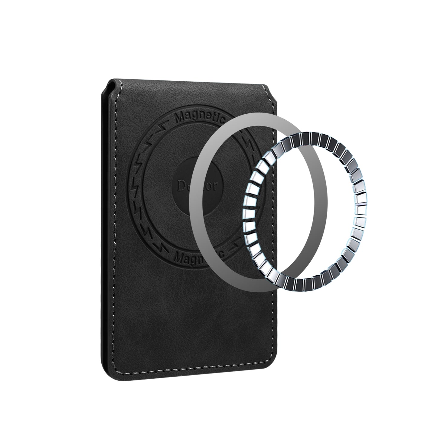 PU Faux Leather Vintage Pattern Top-bottom Open Magnetic Card Holder