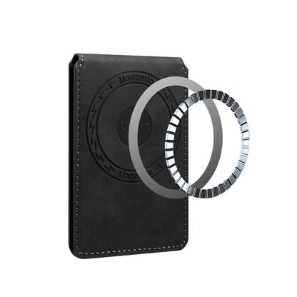 PU Faux Leather Vintage Pattern Top-bottom Open Magnetic Card Holder