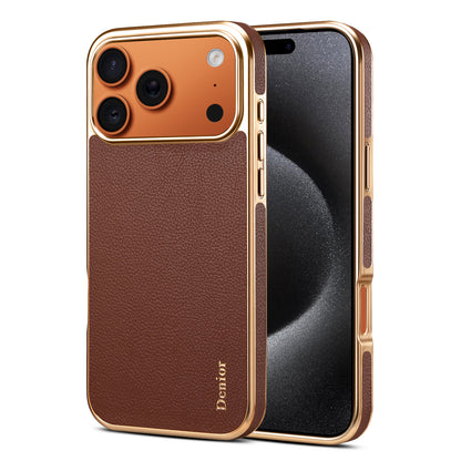 Luxury Car Style Genuine Leather Electroplated Phone Case