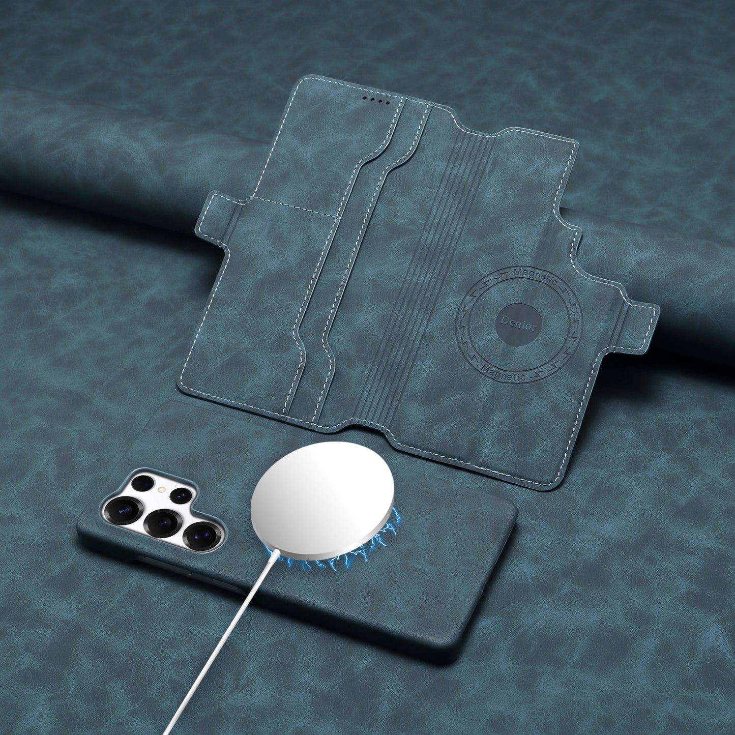 PU Retro Faux Leather Detachable Magnetic Wallet Stand Phone Case (For Samsung)