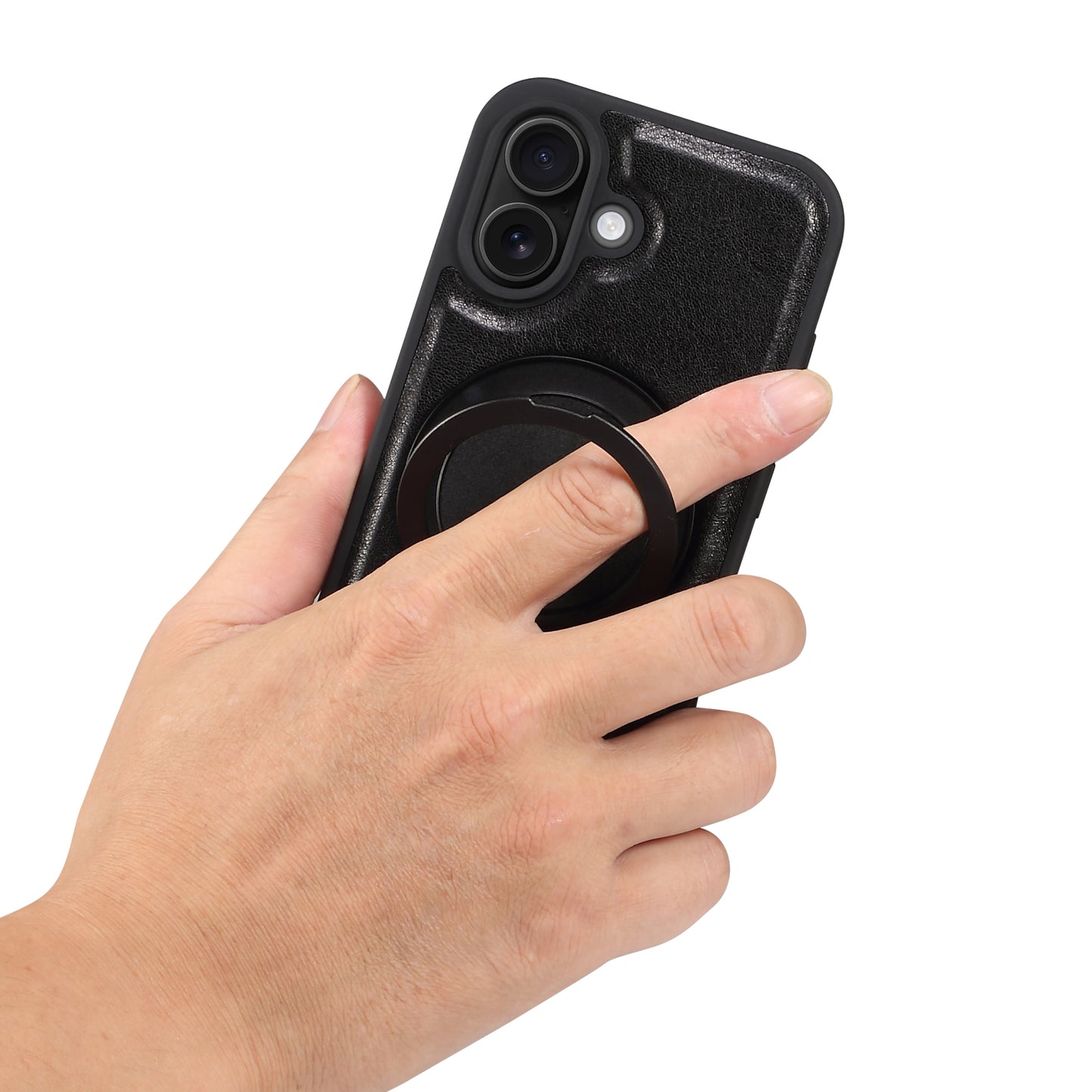 Genuine Leather 360° Rotating Gear Stand Phone Case