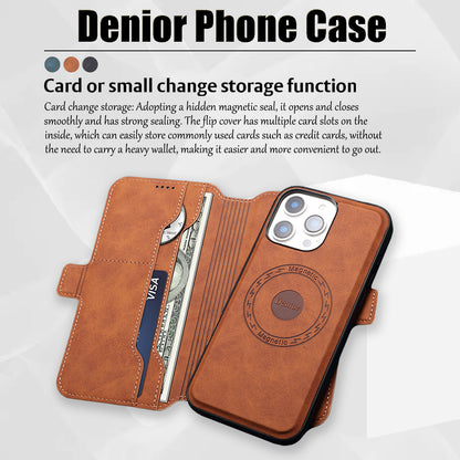 2IN1 Detachable Magnetic iPhone Phone Case & Card Pocket（Brown）