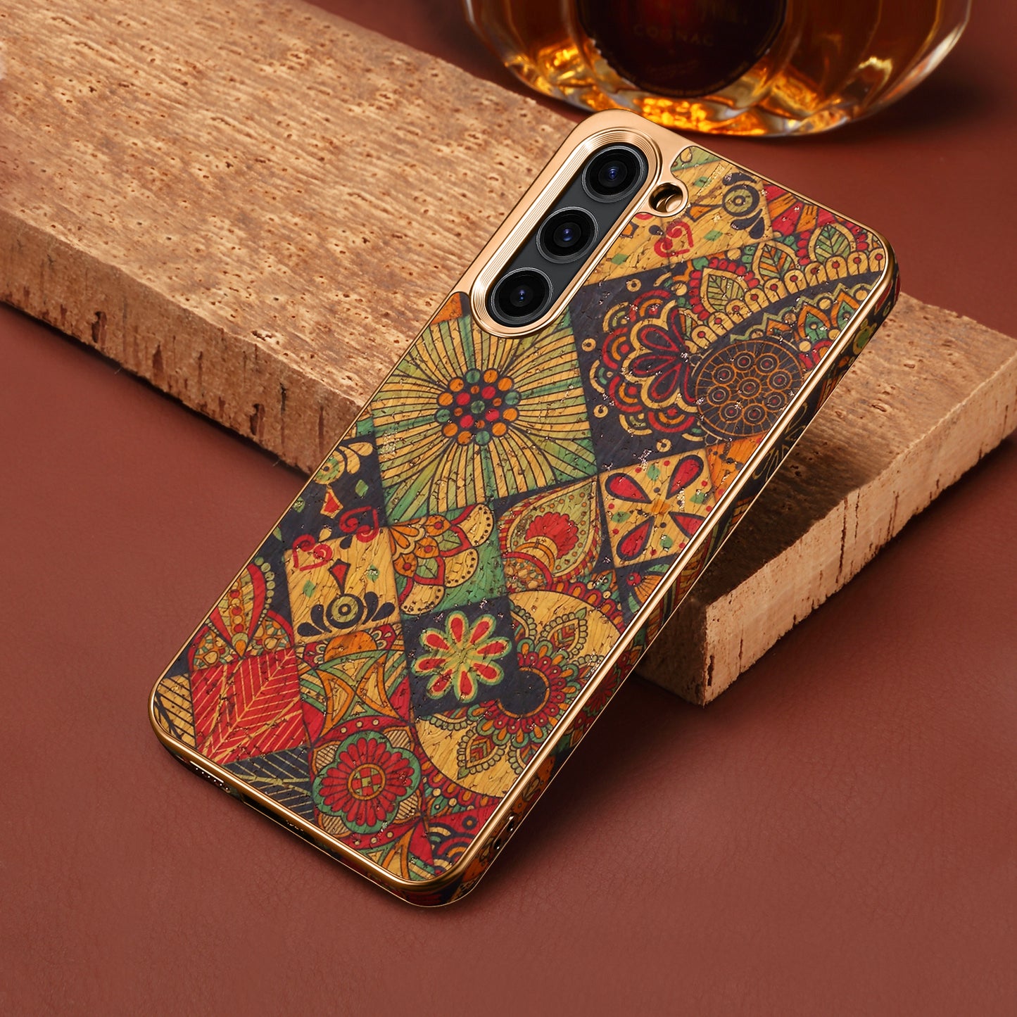 Cork Floral Electroplated Phone Case (For Samsung)