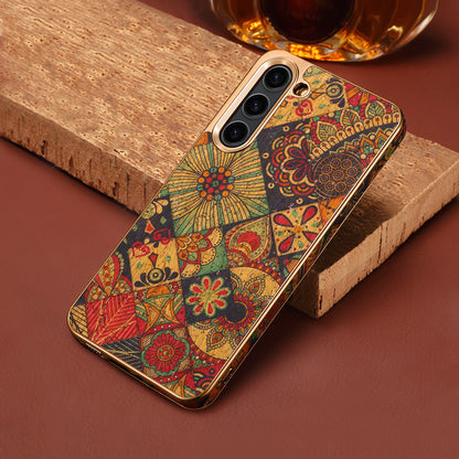Cork Floral Electroplated Phone Case (For Samsung)
