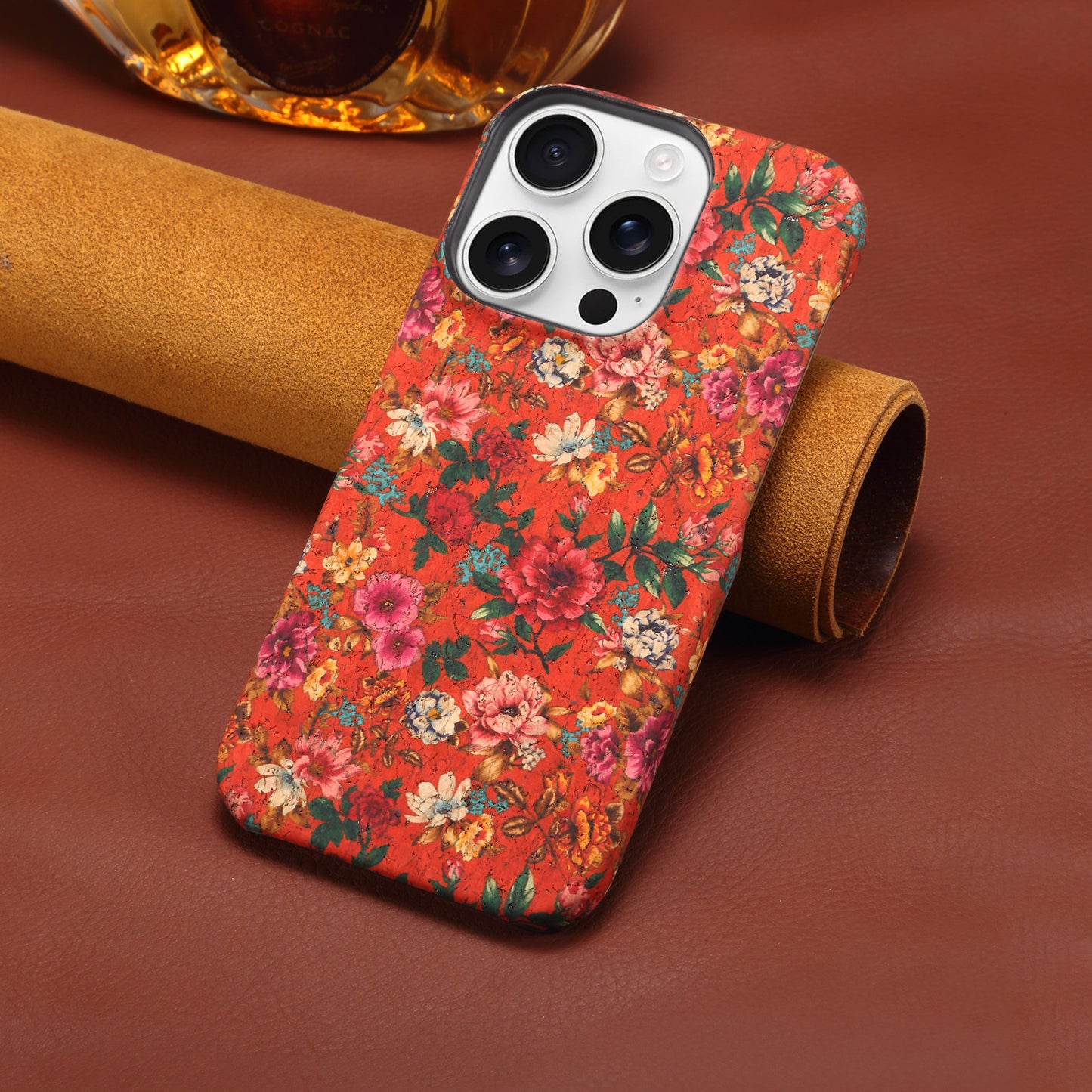 Floral Pattern Cork PC Phone Case