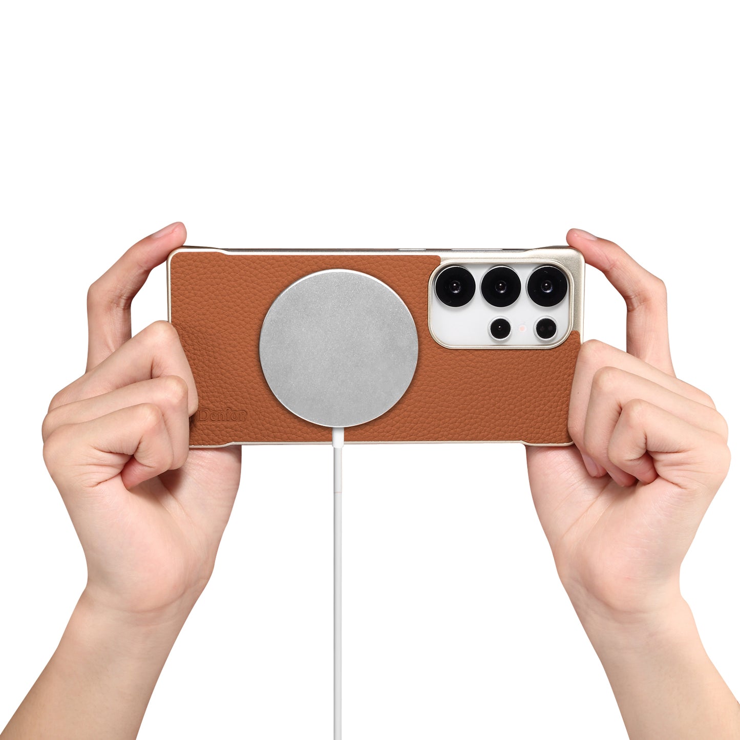 Genuine Leather Litchi Texture Magnetic Phone Case (For Samsung)