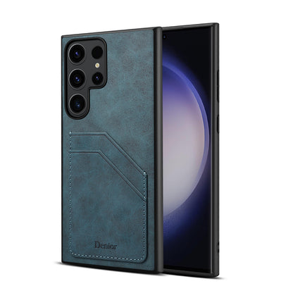 PU Retro Faux Leather Dual Card Slot Phone Case (For Samsung)