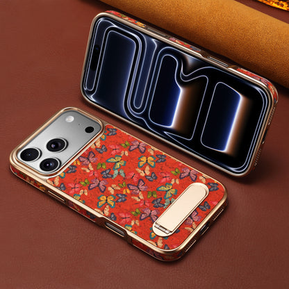 Cork Butterfly In-line Stand Magnetic Electroplated Phone Case