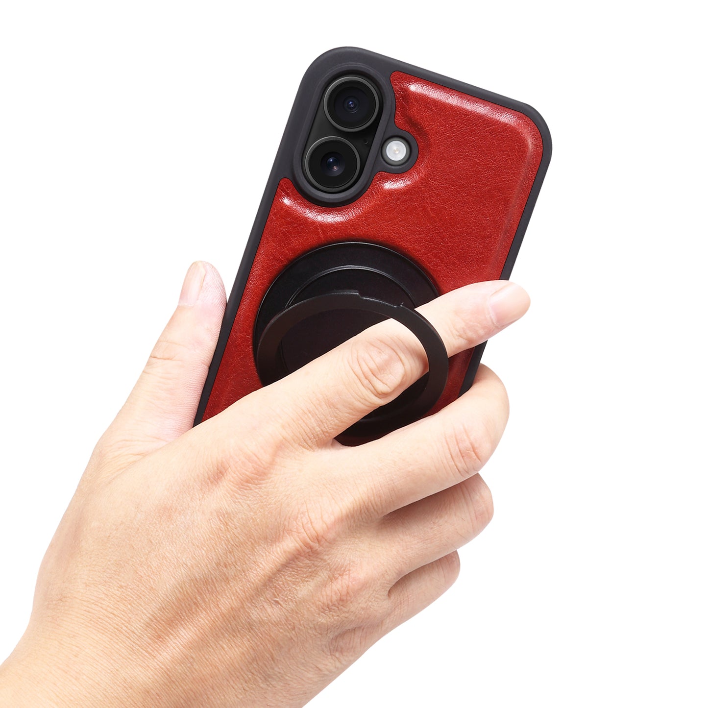 Genuine Leather 360° Rotating Gear Stand Phone Case