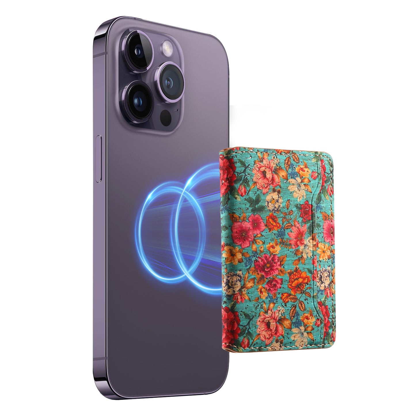 Cork Floral Magnetic Card Holder