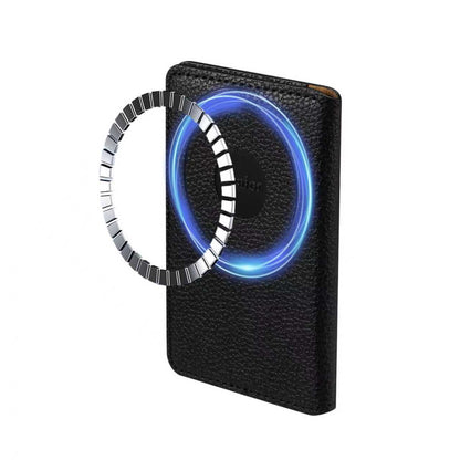 PU Faux Leather Lychee Texture Magnetic Card Holder