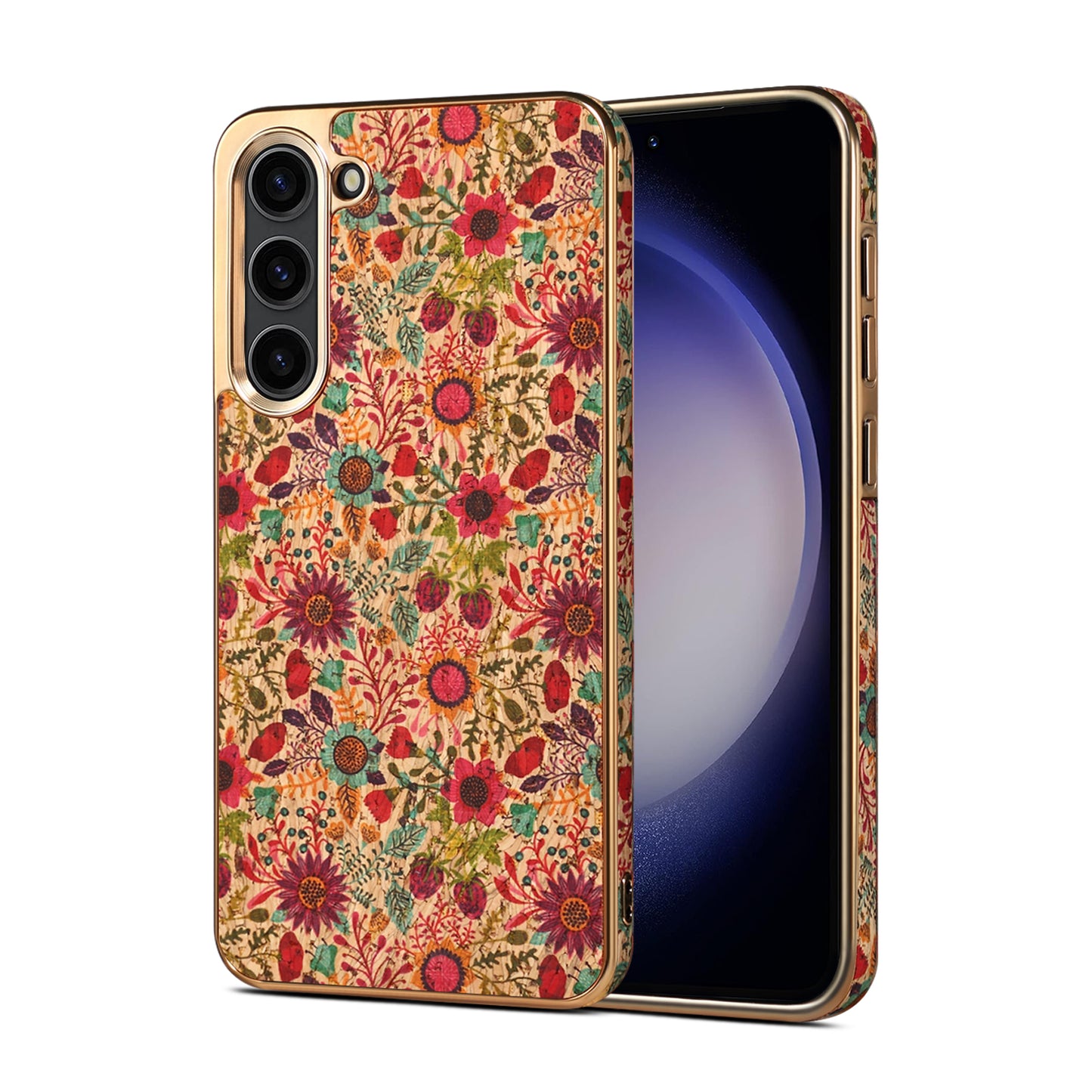 Cork Floral Electroplated Phone Case (For Samsung)