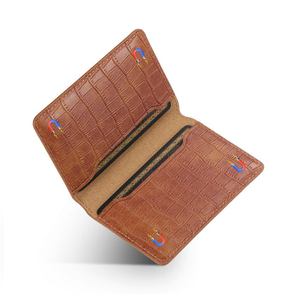 Bifold PU Leather  Glue Wallet - Outer Slot Crocodile pattern