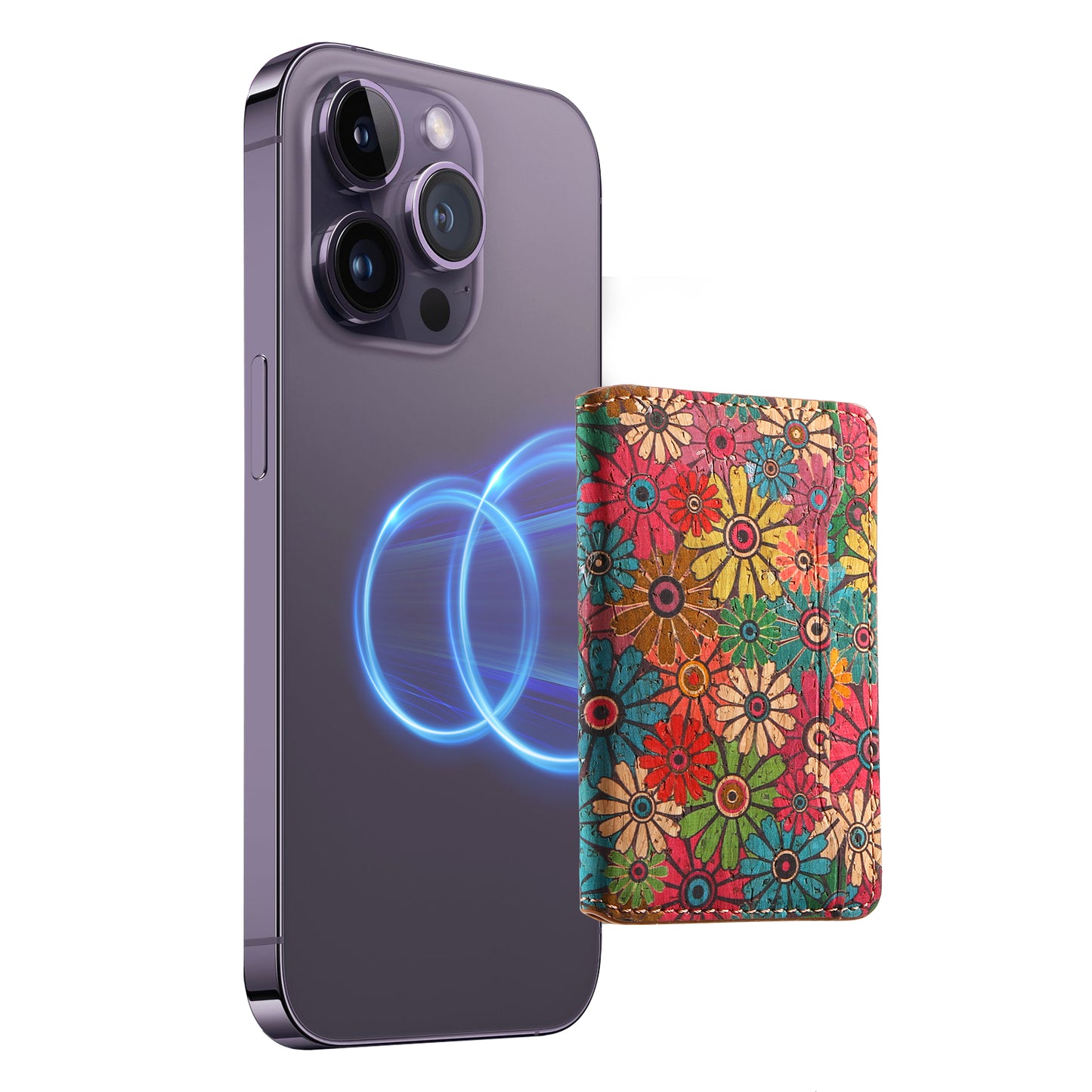 Cork Floral Magnetic Card Holder