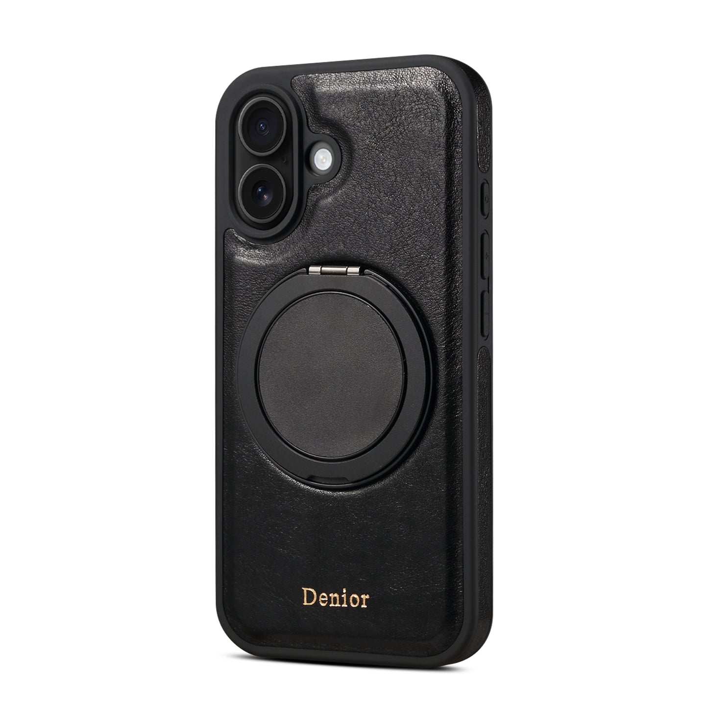Genuine Leather 360° Rotating Gear Stand Phone Case
