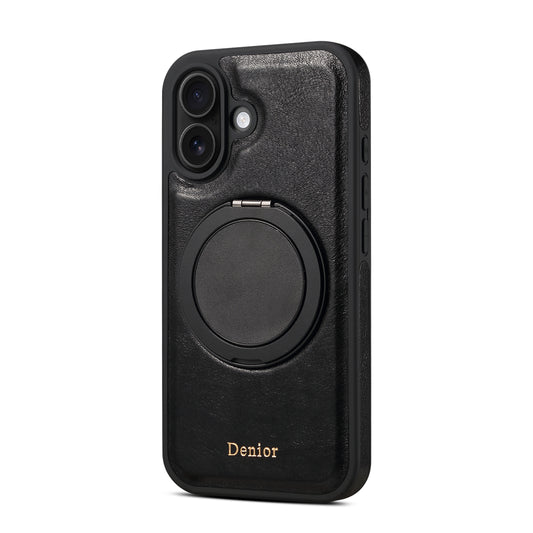 Genuine Leather 360° Rotating Gear Stand Phone Case