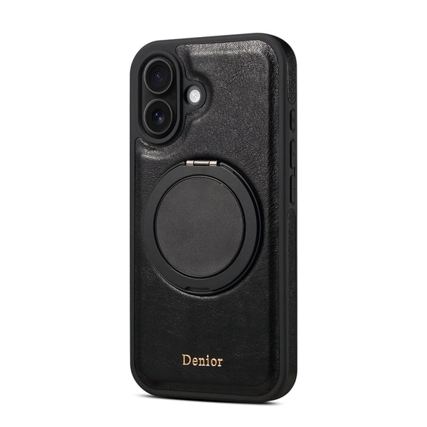 Genuine Leather 360° Rotating Gear Stand Phone Case