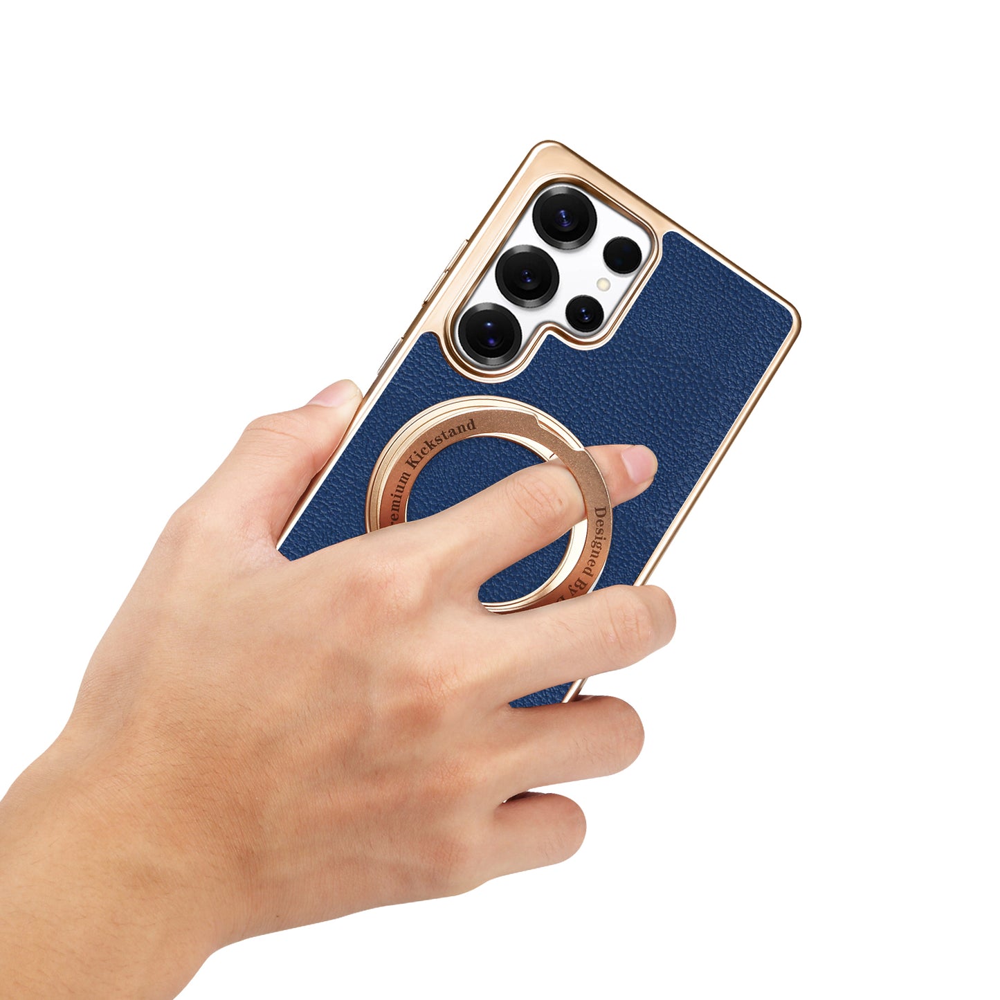 PU Faux Leather Litchi Texture Rotating Stand Electroplated Magnetic Phone Case (For Samsung)