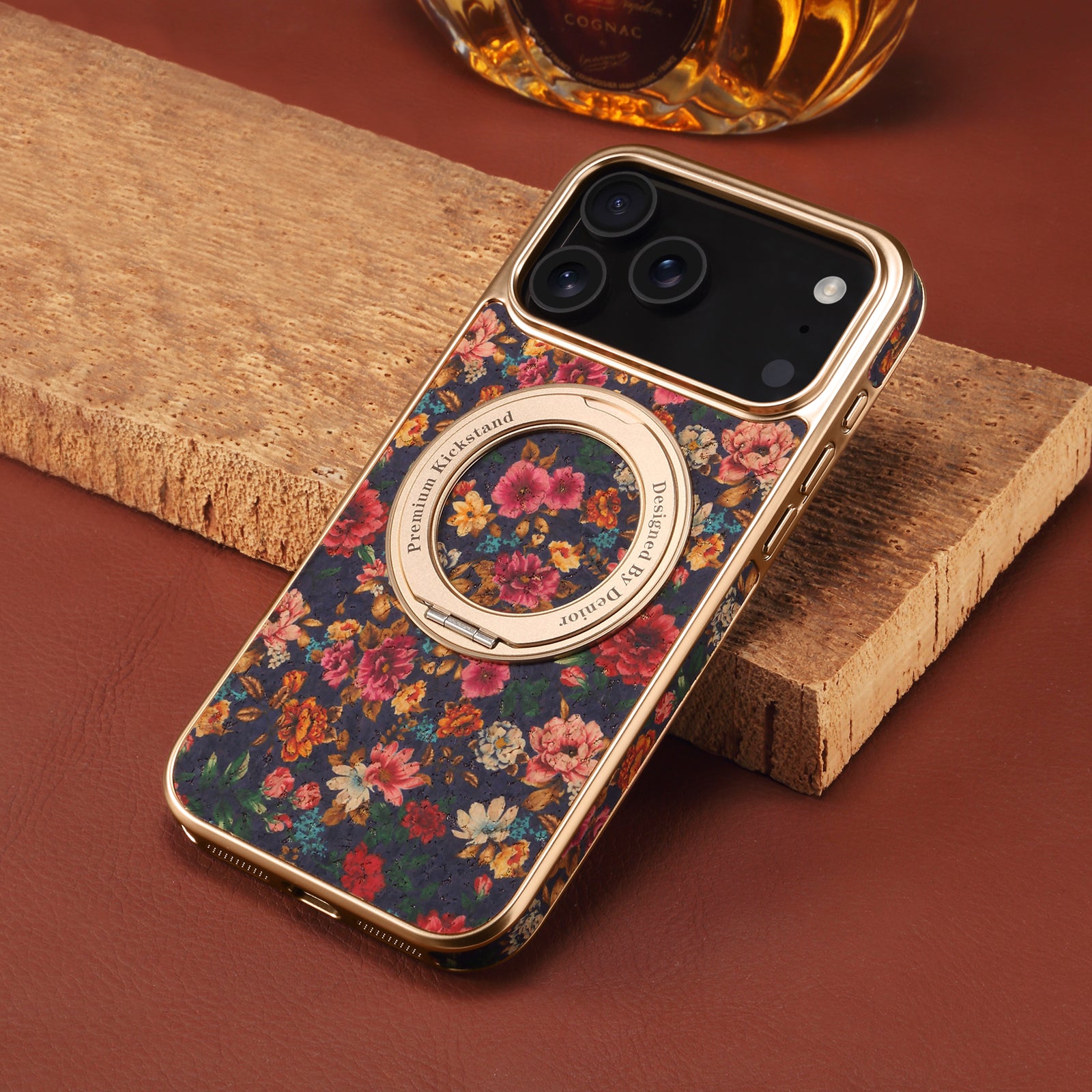 IPhone Series 360 ° Rotating Bracket Anti Drop Cork Phone Case (Purple)