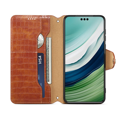 Crocodile PU Leather Huawei Cover Wallet Phone Case（Brown）
