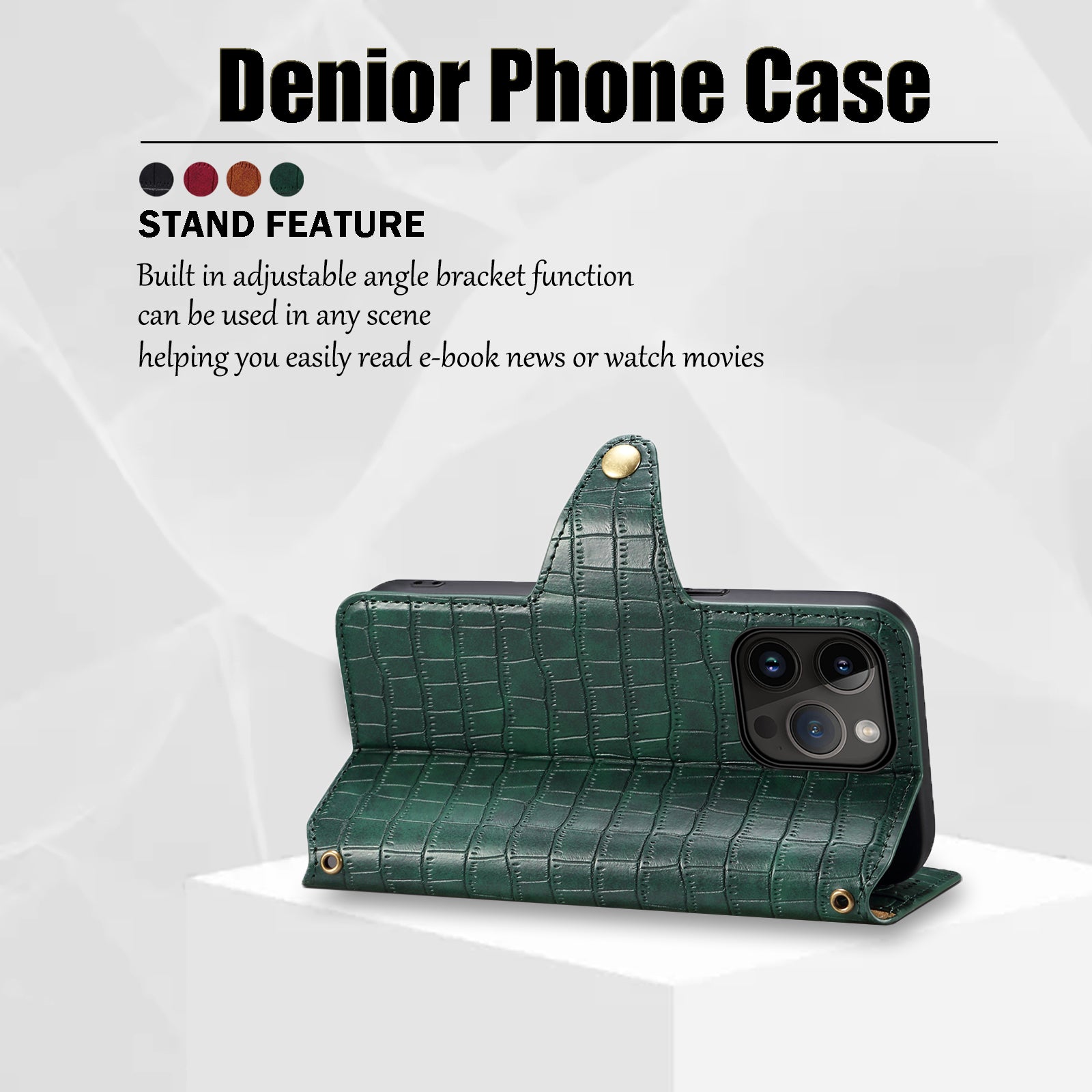 Crocodile PU Leather iPhone Cover Wallet Phone Case（Green）