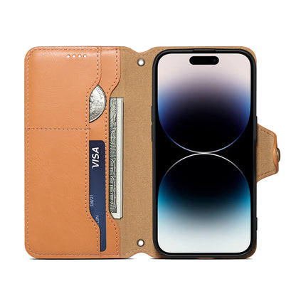 IPhone Simple PU Leather Flip Card Wallet Stand Phone Case（Khaki）