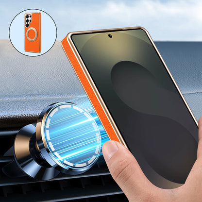 PU Faux Leather Litchi Texture Rotating Stand Electroplated Magnetic Phone Case (For Samsung)