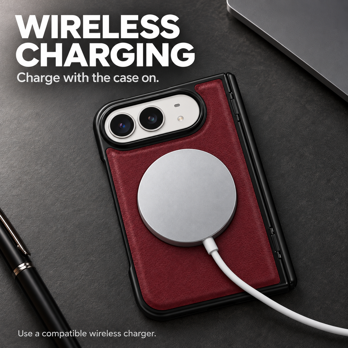 PU Leather MagSafe Wireless Charging Phone Case