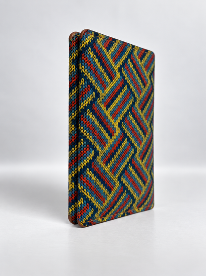 Cork Knitted Herringbone Magnetic Bi-Fold Card Holder Wallet with 2 Card Slots