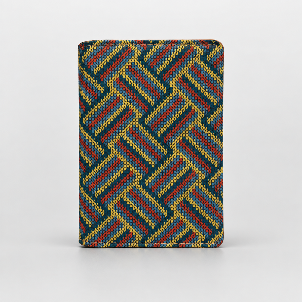 Cork Knitted Herringbone Magnetic Bi-Fold Card Holder Wallet with 2 Card Slots