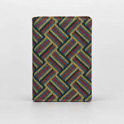 Cork Knitted Herringbone Magnetic Bi-Fold Card Holder Wallet with 2 Card Slots
