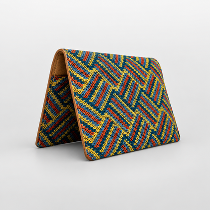 Cork Knitted Herringbone Magnetic Bi-Fold Card Holder Wallet with 2 Card Slots