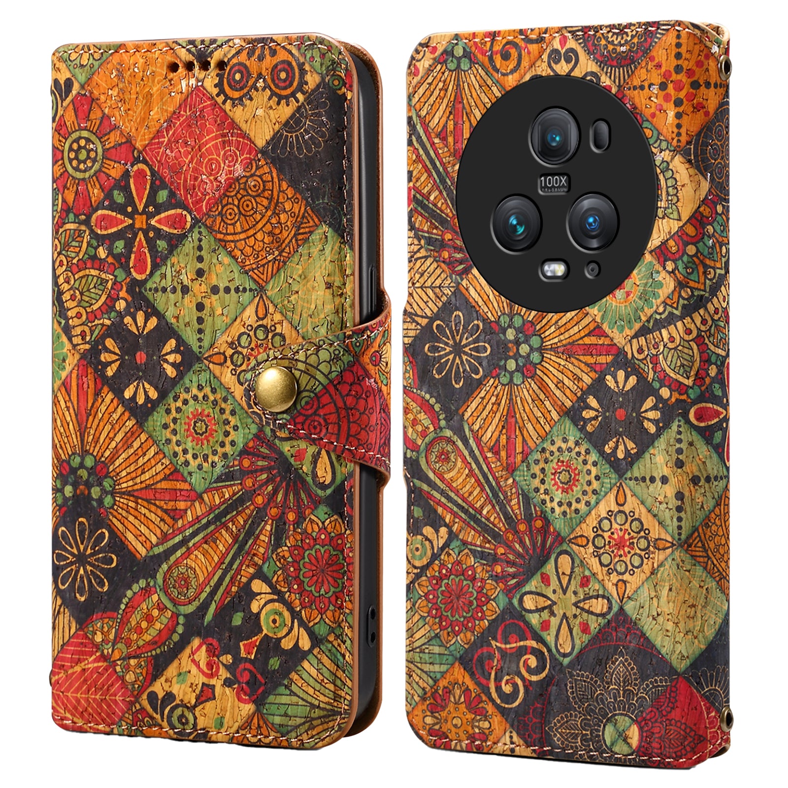 Honor Flower Language Cork Flip Wallet Stand Leather Phone Case (Yellow)