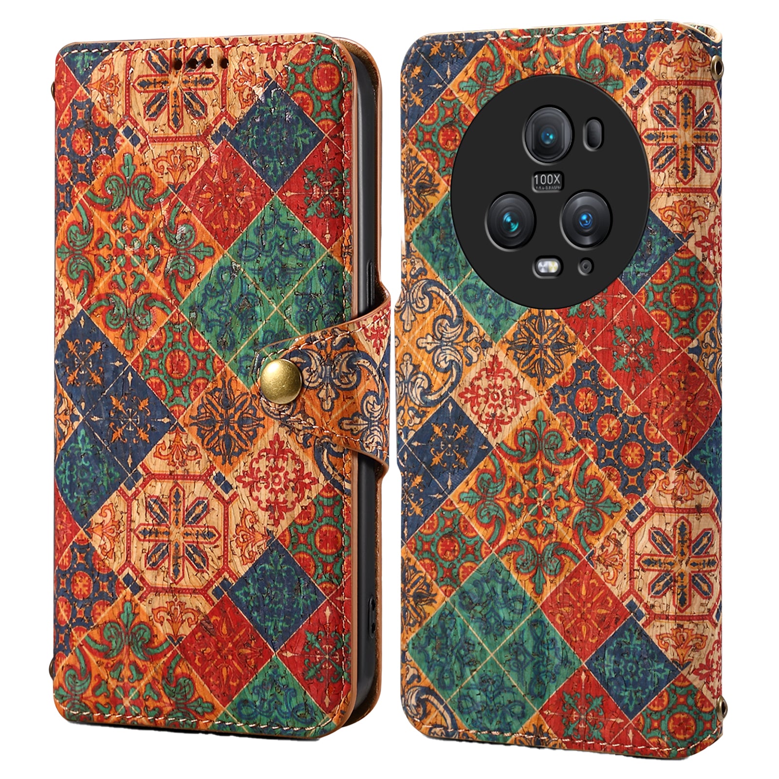 Honor Flower Language Cork Flip Wallet Stand Leather Phone Case (Blue)