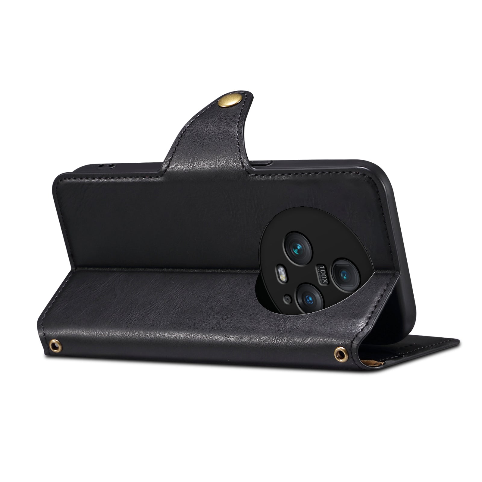 Honor Simple PU Leather Flip Card Wallet Stand Phone Case（Black）